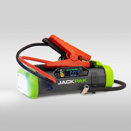 Jackpak 4in1 Portable Pwr Pk  20,000 mAh Lithium Bttry Jmpr  2000A Peak Amps  150 PSI Air Compressor Ultra2500A